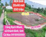 BÁN ĐẤT NỀN 2 MẶT TIỀN GẦN CỐNG RẠCH NHUM – XÃ KHÁNH BÌNH, CÀ MAU
